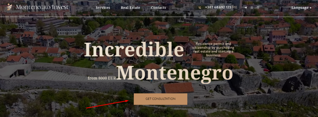 Montenegro Invests главное меню